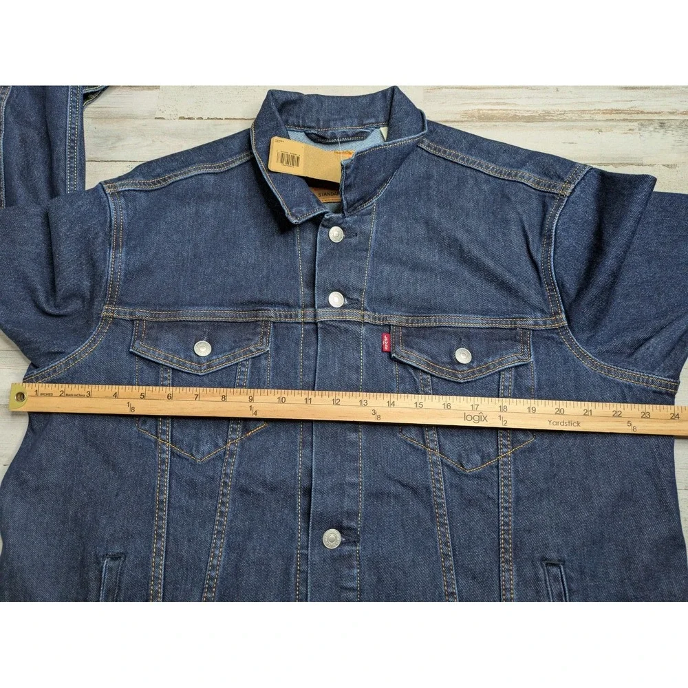 NWT Levis Mens Standard Fit Denim Trucker Jacket Large‎ Dark Wash 723342761